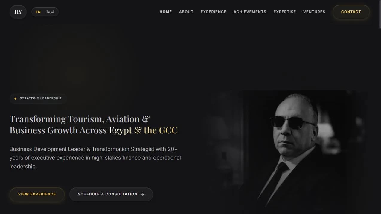 Hossam Yehia — Executive Portfolio website designed by Cretoify